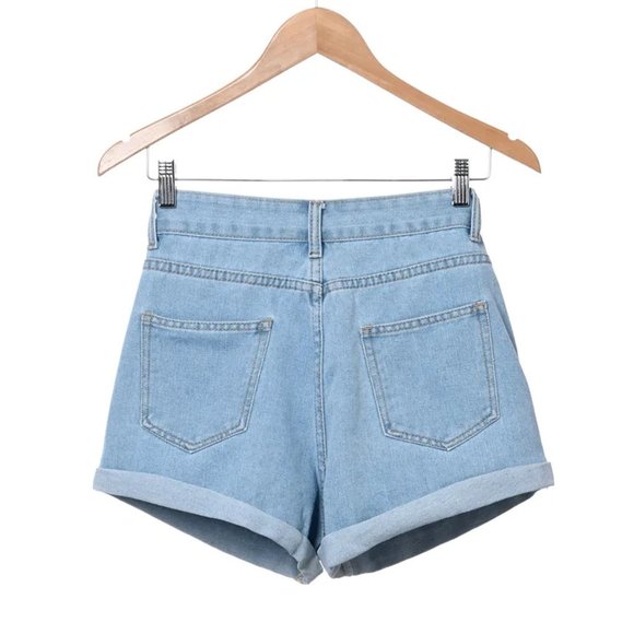 Yesstyle Miss Kekeli High Waisted Light Wash Denim Shorts - Picture 2 of 9